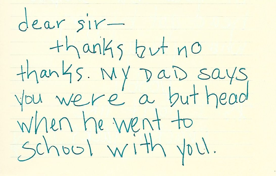 Part one of the kid's refusal to work with the kid