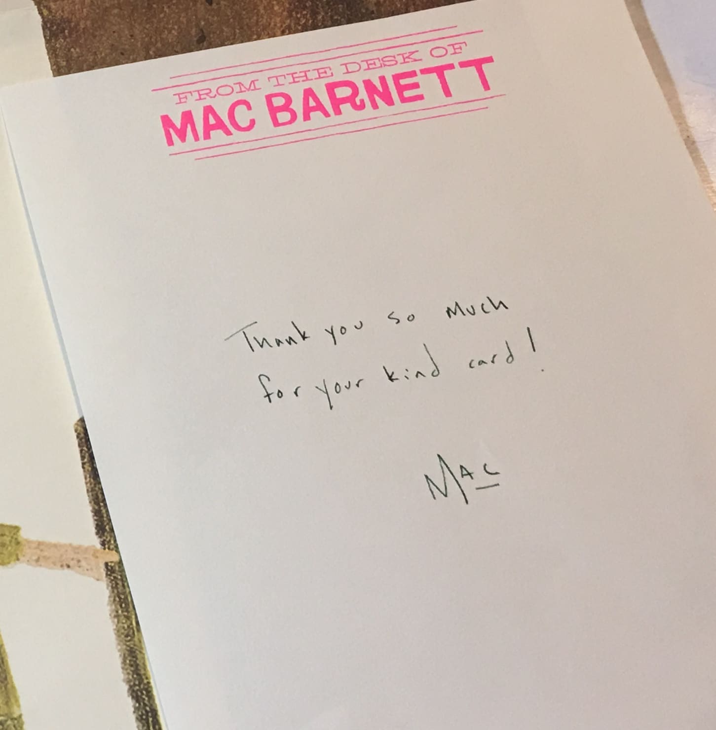 note from author Mac Barnett